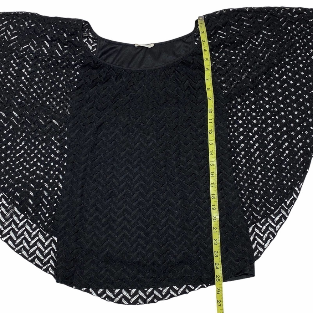 BRITTANY Black Crochet Cape Overlay Knit Blouse - Picture 6 of 10